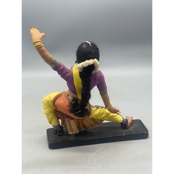 India dancer figurine on stand purple yellow made in India 8x8" embellish READ - Picture 5 of 8